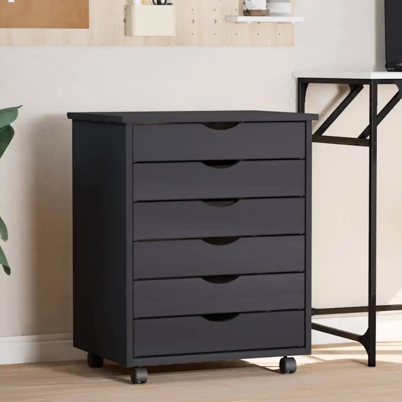 Verrijdbare opbergrek met massief grenenhout en gemakkelijk schoon te maken - Grijs / 53 x 39 x 65.5 cm / 1