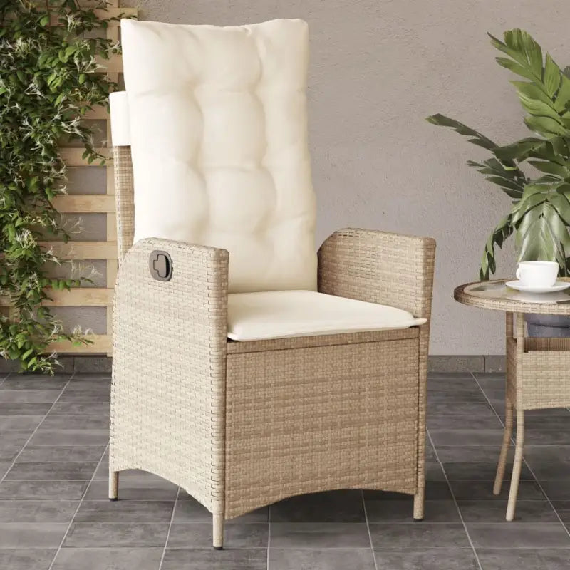 Verstelbare tuinstoel met poly rattan voor een comfortabele zitervaring - Beige / 1 / Zonder voetensteun - Tuinstoelen
