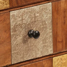 Vintage houten ladekast van massief acaciahout met metalen details - 60 x 30 x 75 cm / 1 - Commodes & ladekasten