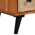 Vintage houten ladekast van massief acaciahout met metalen details - 60 x 30 x 75 cm / 1 - Commodes & ladekasten