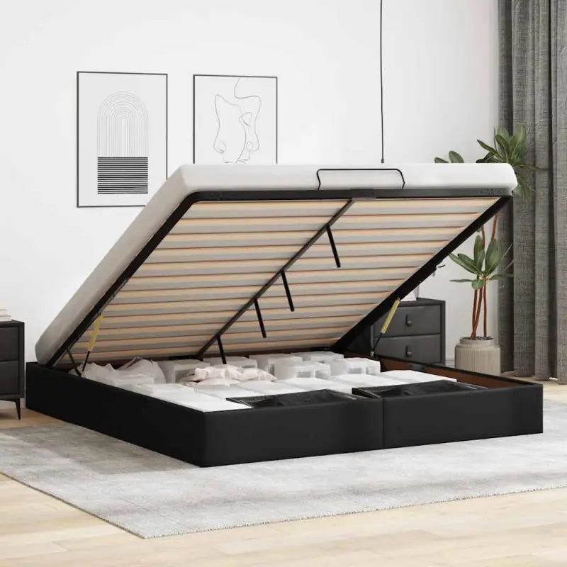 Voetenbank voor bedden en boxspring nodig met opberggemak en comfort - Zwart / 160 x 200 cm - Bedden & bedframes