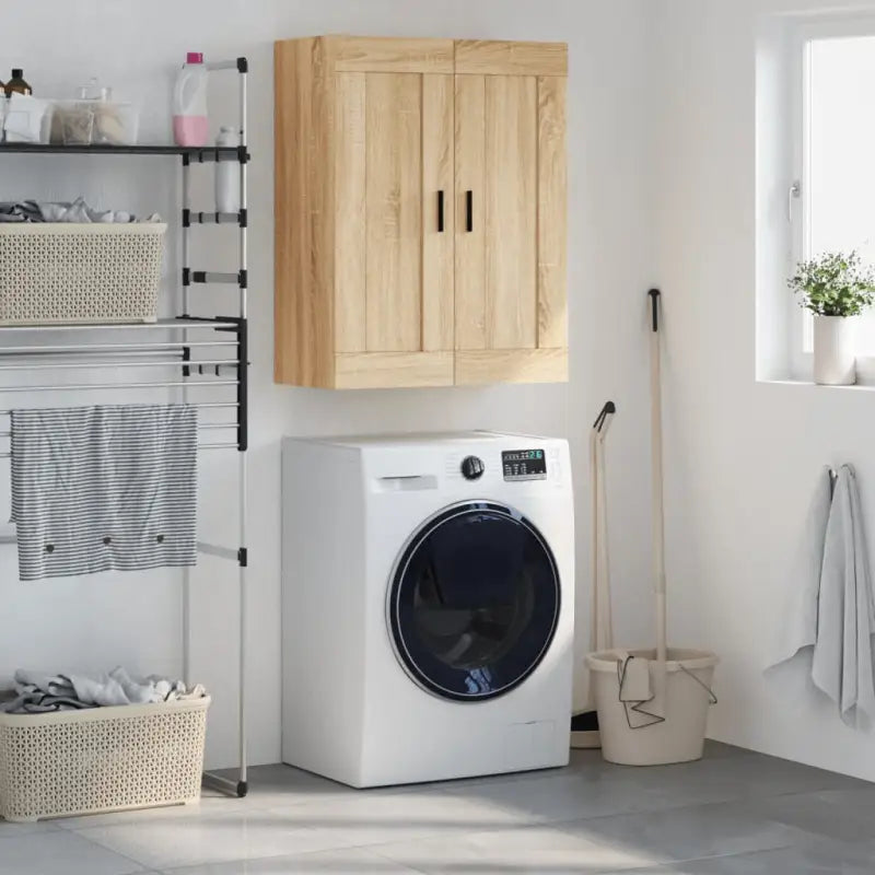 Wandgemonteerde kast van bewerkt hout met elegant ontwerp - Sonoma eiken / 1 - Dressoirs & buffetkasten