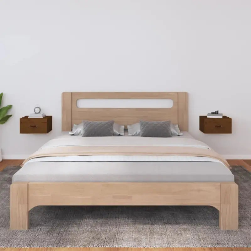 Wandgemonteerde opbergkasten van massief grenenhout met stabiel blad - Honingbruin / 2 - Opbergkasten & lockerkasten