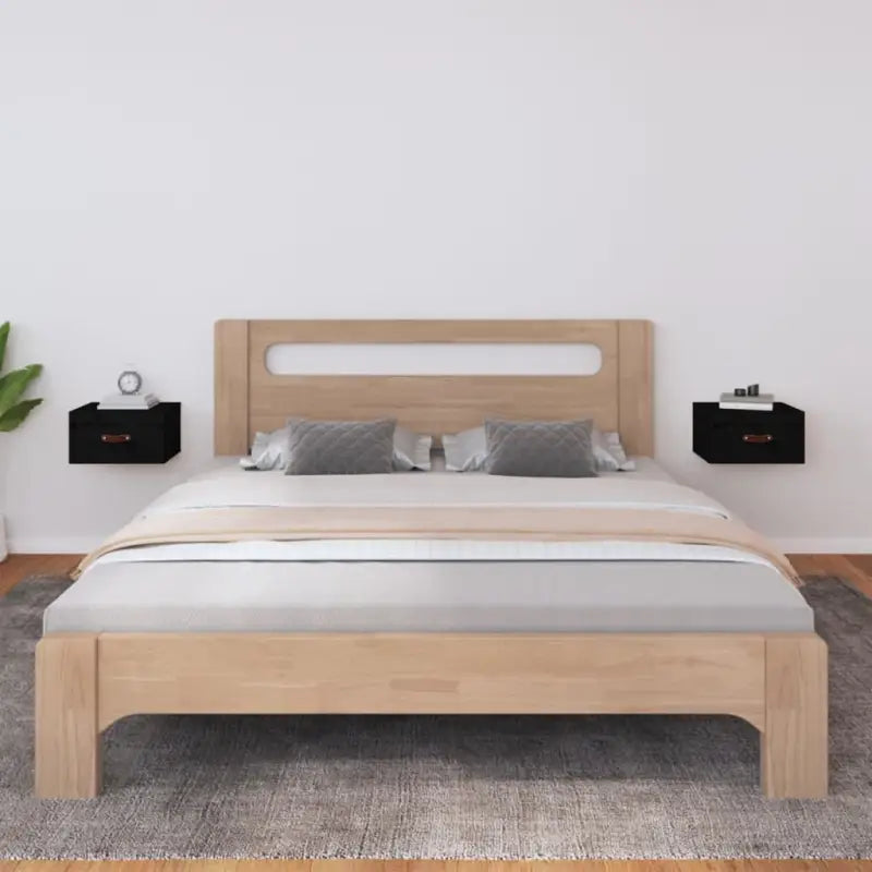 Wandgemonteerde opbergkasten van massief grenenhout met stabiel blad - Zwart / 2 - Opbergkasten & lockerkasten