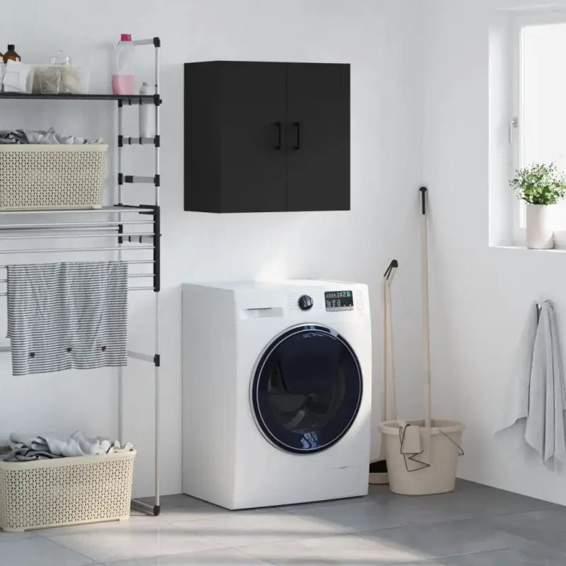 Wandkast van bewerkt hout voor een decoratief en praktisch interieur - Zwart / 1 - Opbergkasten & lockerkasten