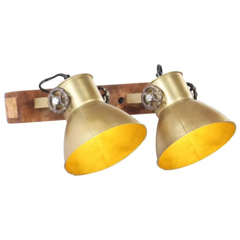 Wandlamp met zwarte afwerking en massief mangohout sfeerlicht - Koper / 1 / Recht - 2 lampenkappen - Lampen