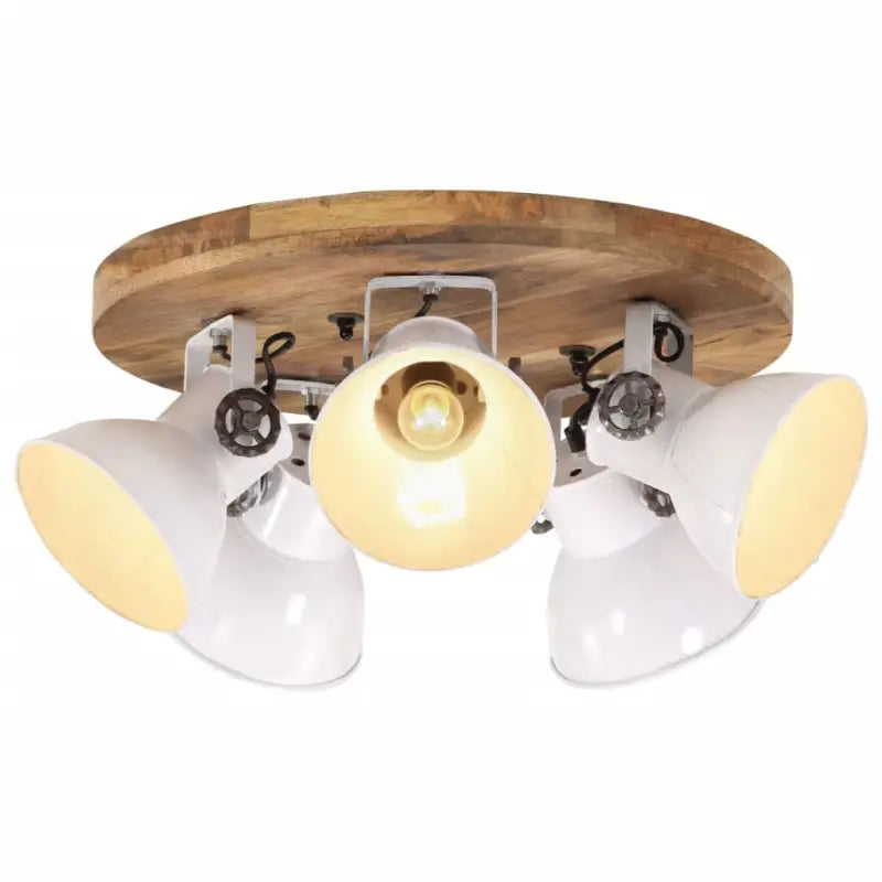 Wandlamp met zwarte afwerking en massief mangohout sfeerlicht - Wit / 1 / Rond - 5 lampenkappen - Lampen