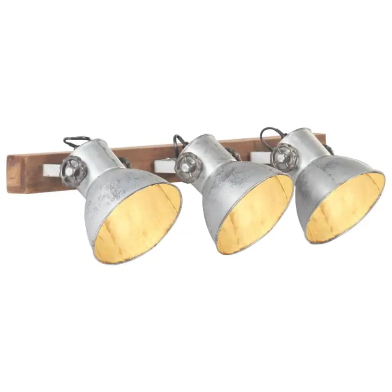 Wandlamp met zwarte afwerking en massief mangohout sfeerlicht - Zilver / 1 / Recht - 3 lampenkappen - Lampen