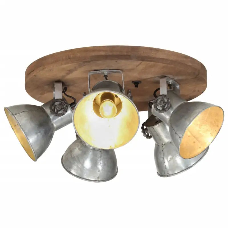 Wandlamp met zwarte afwerking en massief mangohout sfeerlicht - Zilver / 1 / Rond - 5 lampenkappen - Lampen