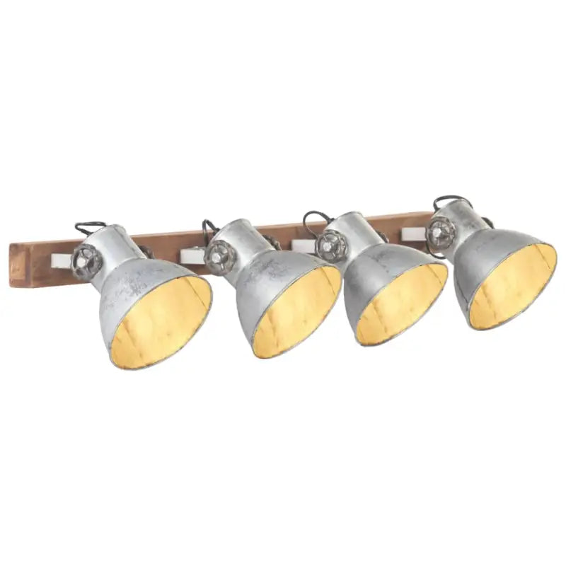 Wandlamp met zwarte afwerking en massief mangohout sfeerlicht - Zilver / 1 / Recht - 4 lampenkappen - Lampen