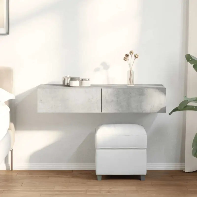 Wandplank met lades van bewerkt hout voor een praktische inrichting - Betongrijs / 100 x 36 x 19 cm / 1 - Wandplanken