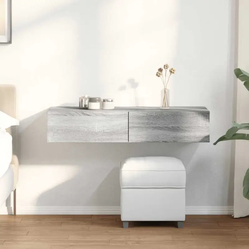 Wandplank met lades van bewerkt hout voor een praktische inrichting - Grijs sonoma / 100 x 36 x 19 cm / 1 - Wandplanken