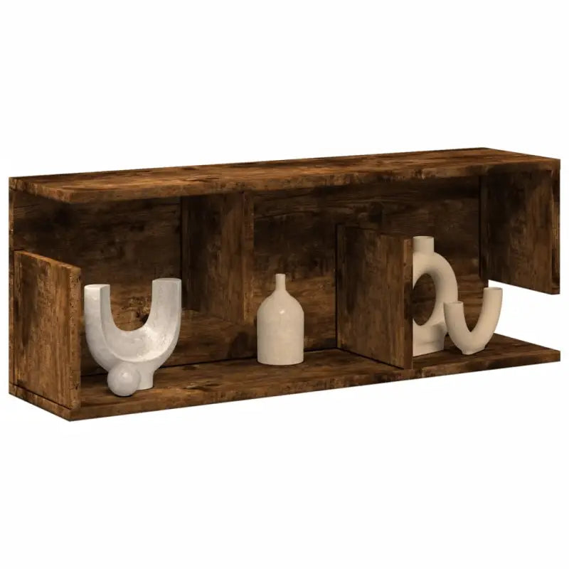 Wandplank van bewerkt hout voor een decoratief en duurzaam interieur - Gerookt eiken / 80 x 20 x 30 cm / 1 - Wandplanken