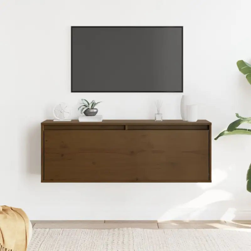 Wandplank van massief grenenhout voor decoratie en opslag - Honingbruin / 1 - Wandplanken