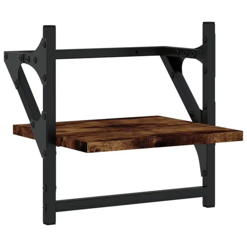 Wandplanken van gerookt eiken bewerkt hout voor stijlvolle opbergruimte - Wandplanken