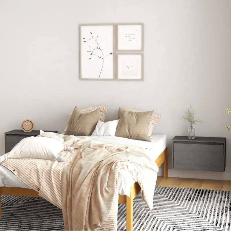 Wandplanken van massief grenenhout voor interieur en TV-meubel - Grijs / 2 / 1 - Wandplanken