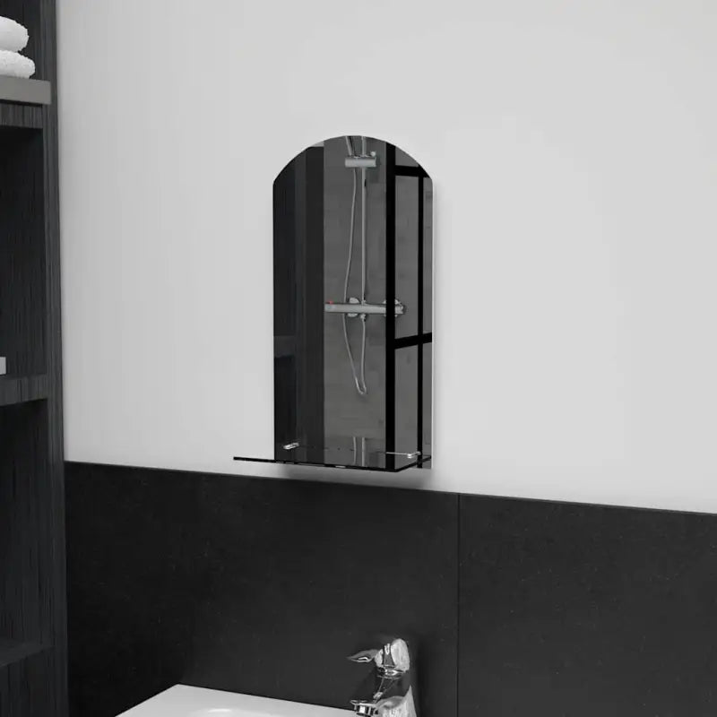 Wandspiegel met schap van gehard glas voor badkamer of woonkamer - 20 x 40 cm / 1 / ovaal - Spiegels