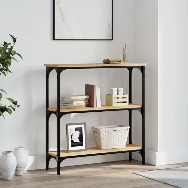 Wandtafel van bewerkt hout met verstelbare poten in grijs Sonoma - Sonoma eiken / 1 / 75 cm - Bijzettafels