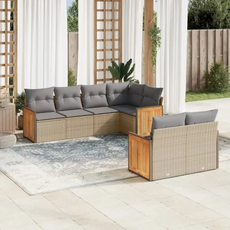 Waterdichte zak loungeset in beige materiaal en gepoedercoat staal - Beige en grijs - Tuinsets