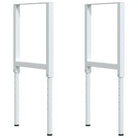 Werkbank in massief acaciahout met gepoedercoate metalen structuur - Bruin en wit / 100 x 60 x (73-99.5) cm / 1