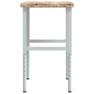 Werkbank in massief acaciahout met gepoedercoate metalen structuur - Bruin en wit / 100 x 60 x (73-99.5) cm / 1