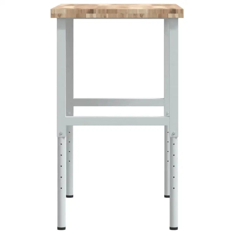 Werkbank in massief acaciahout met gepoedercoate metalen structuur - Bruin en wit / 100 x 60 x (73-99.5) cm / 1