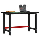 Werkbank met massief eikenhout en gepoedercoat metaal voor groot werkgebied - Donkerbruin / 140 x 60 x 81.5 cm / 1