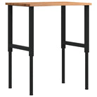 Werkbank van massief eikenhout en gepoedercoat metaal met groot werkgebied - Zwart en lichtbruin / 80 x 60 x (71.5-98)