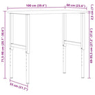 Werkbank van massief eikenhout en gepoedercoat metaal met groot werkgebied - Werkbanken