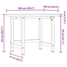 Werkbank van massief eikenhout met groot werkgebied en gepoedercoat metaal - Werkbanken