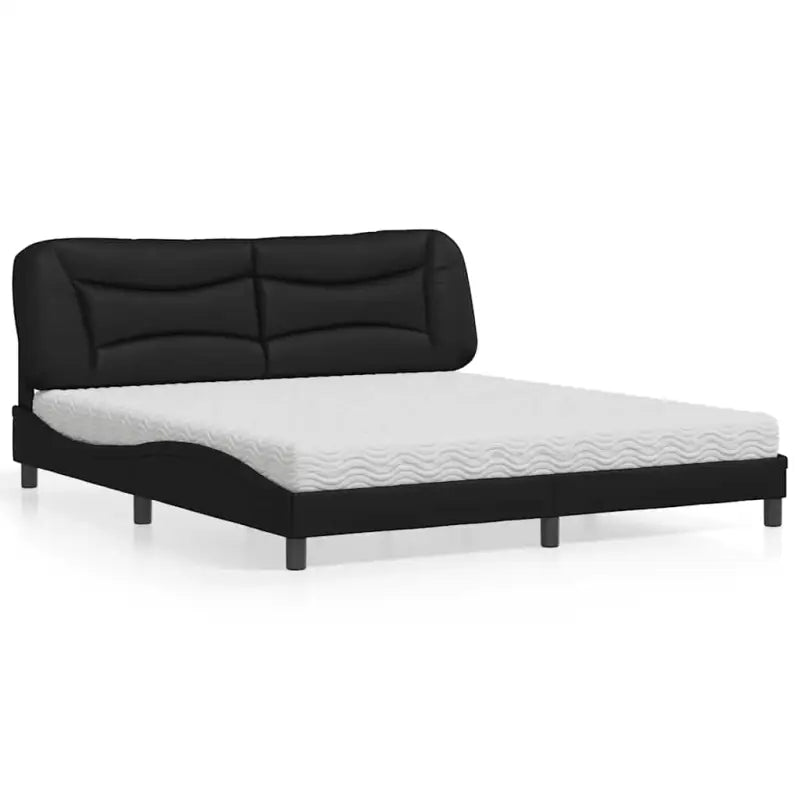 Wit materiaal bed met multiplex lattenbodem en 22d pu-schuim matras - Zwart / 180 x 200 cm - Bedden & bedframes