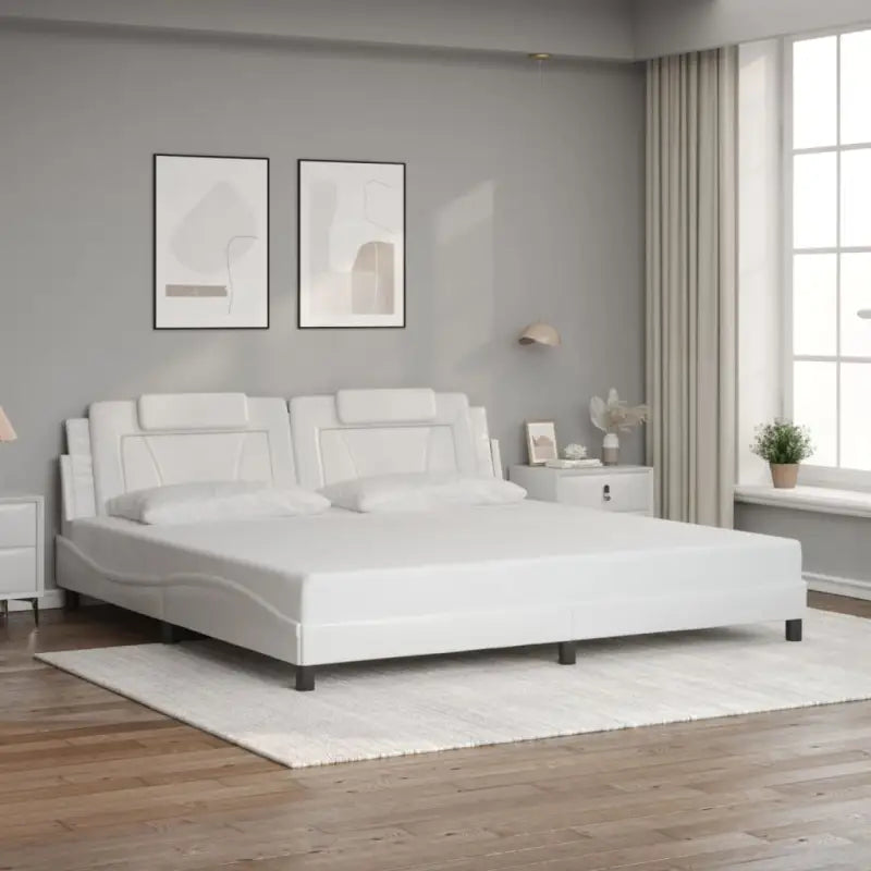 Zwart bedframe met hoofdeinde en multiplex lattenbodem voor comfortabel slapen - Wit / 200 x 200 cm - Bedden & bedframes