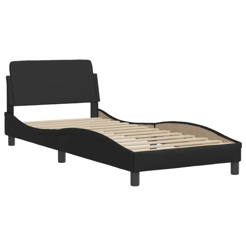 Zwart bedframe met hoofdeinde en multiplex lattenbodem voor comfortabel slapen - Bedden & bedframes