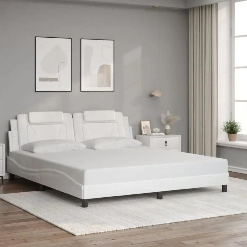 Zwart bedframe met hoofdeinde en multiplex lattenbodem voor comfortabel slapen - Wit / 180 x 200 cm - Bedden & bedframes
