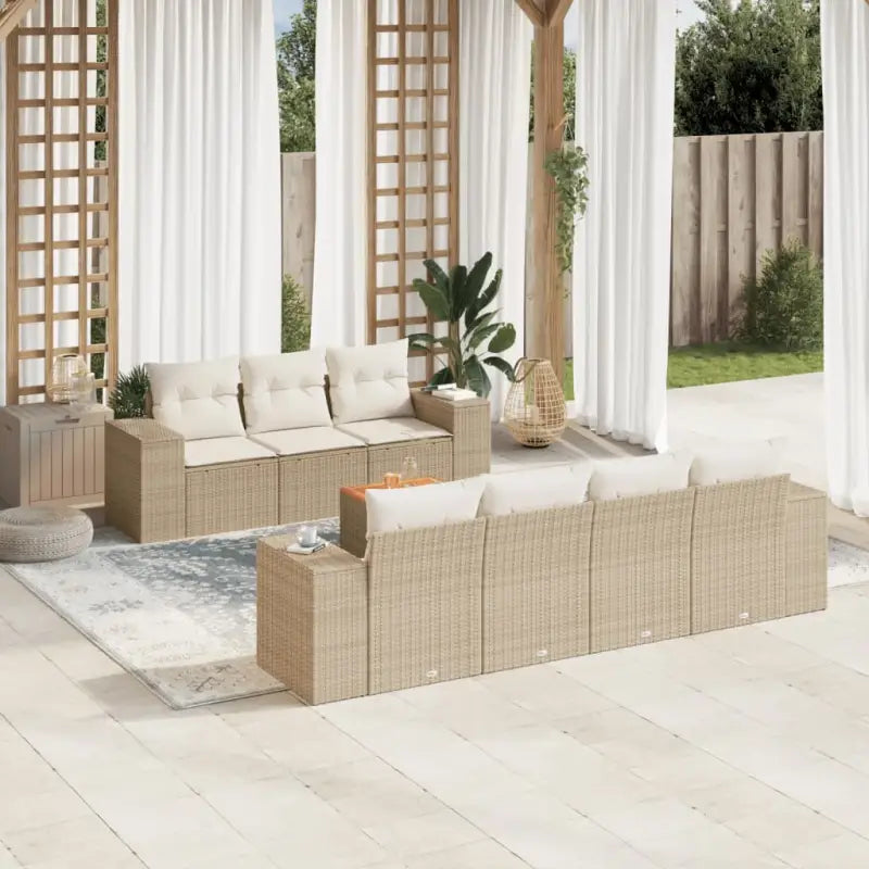 Zwart loungeset met gepoedercoat staal en waterdichte tas voor buiten - beige en crèmekleurig - Tuinsets