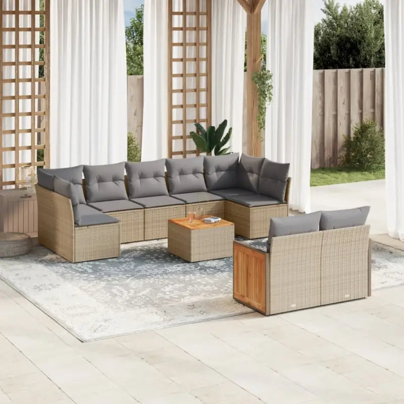 Zwart loungeset met waterdichte zak en gepoedercoat staal voor buiten - Beige en grijs / Met tafel - Tuinsets