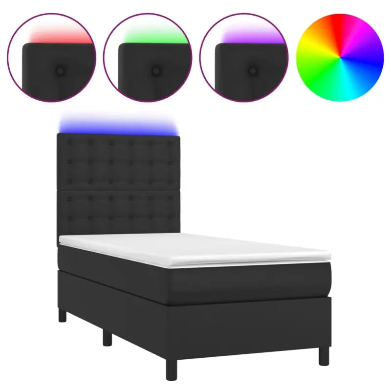 Zwart materiaal bed met LED verlichting en schuim vulling voor rust - Bedden & bedframes
