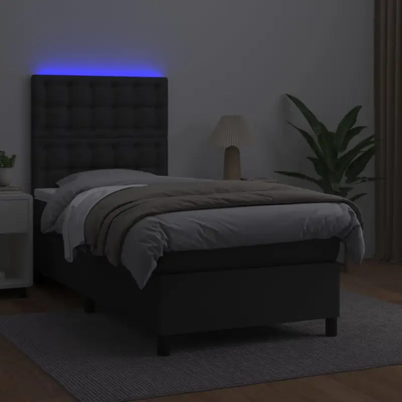 Zwart materiaal bed met LED verlichting en schuim vulling voor rust - Bedden & bedframes