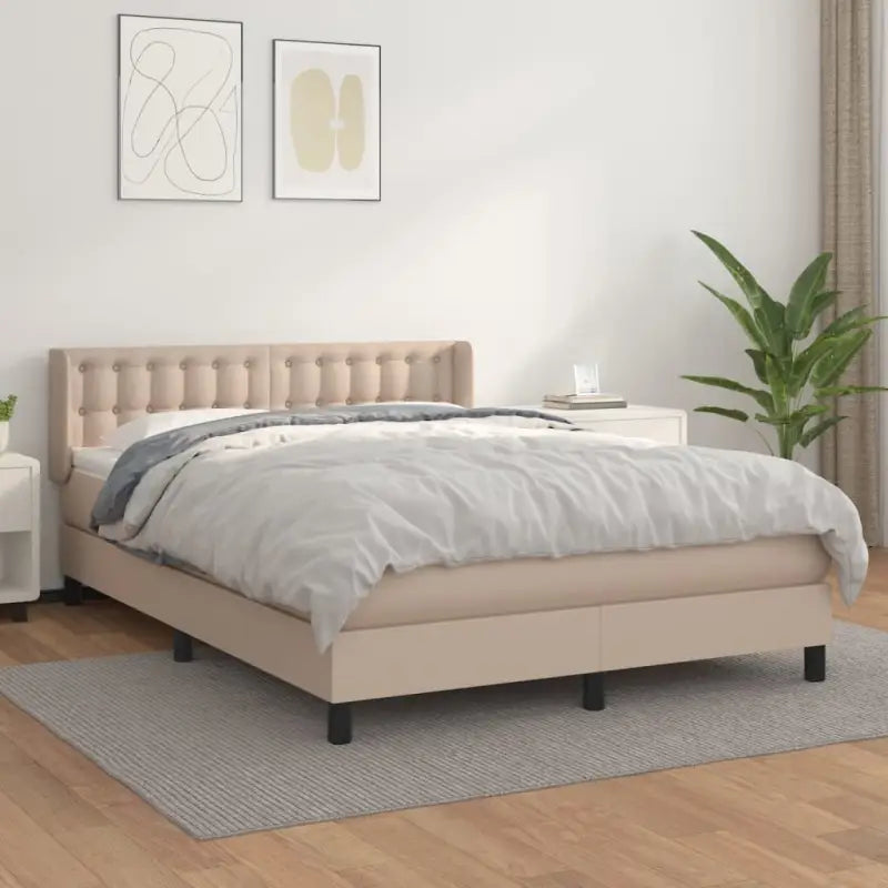 Zwart materiaal bed met schuim vulling en ideale afmetingen - Cappuccino / 140 x 200 cm / knoppwn - Bedden & bedframes