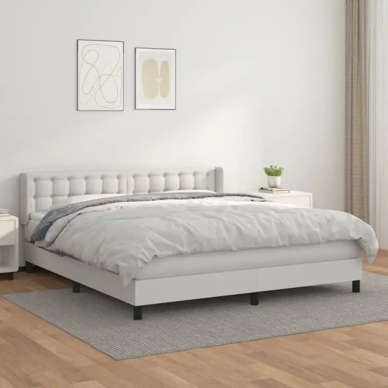 Zwart materiaal bed met schuim vulling en ideale afmetingen - Wit / 180 x 200 cm / knoppwn - Bedden & bedframes