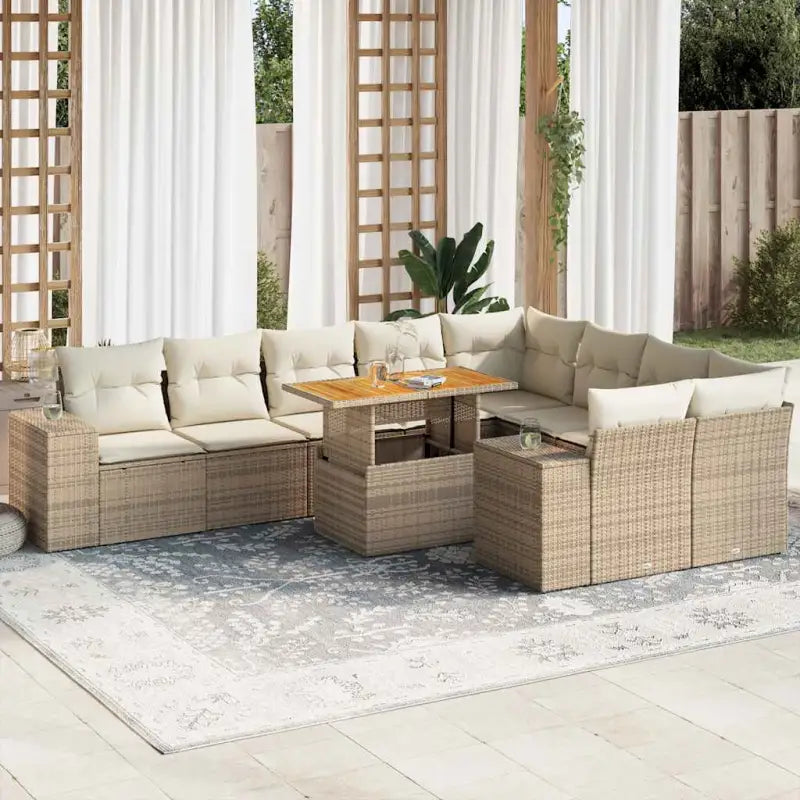 Zwart materiaal loungeset met gepoedercoat staal en afmetingen voor tuin - Beige en crèmekleurig (met opbergruimte)