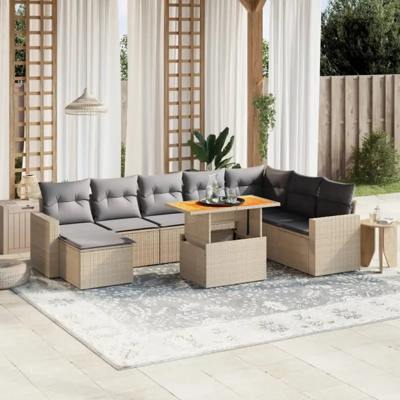 Zwart materiaal loungeset met gepoedercoat staal en afmetingen - Beige en grijs / zonder opbergruimte - Tuinsets