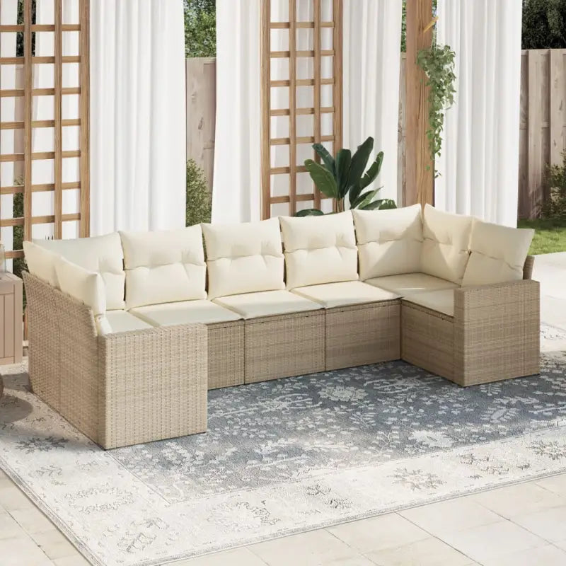 Zwart materiaal loungeset met gepoedercoat staal en comfortabele afmetingen - beige en crèmekleurig - Tuinsets