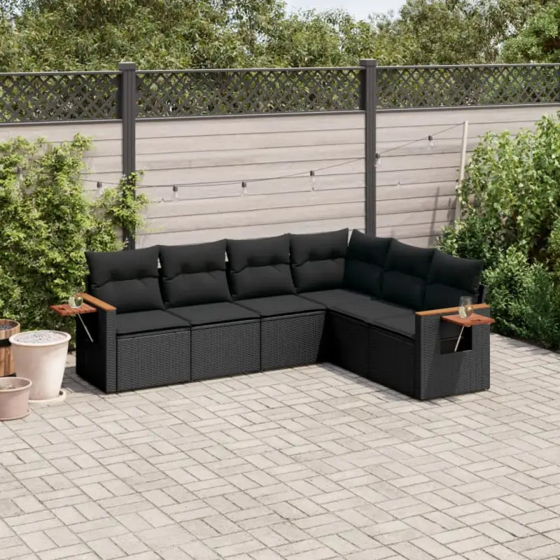 Zwart materiaal loungeset met gepoedercoat staal en comfortabele afmetingen - Zwart / Zonder tafel - Tuinsets