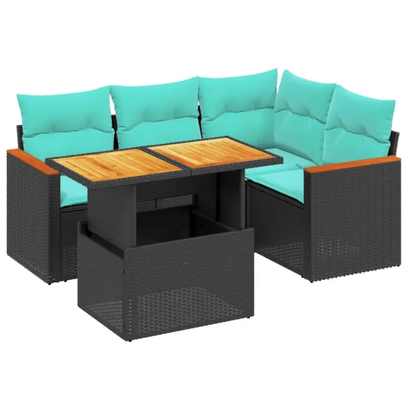 Zwart materiaal loungeset met gepoedercoat staal en comfortabele afmetingen - Tuinsets