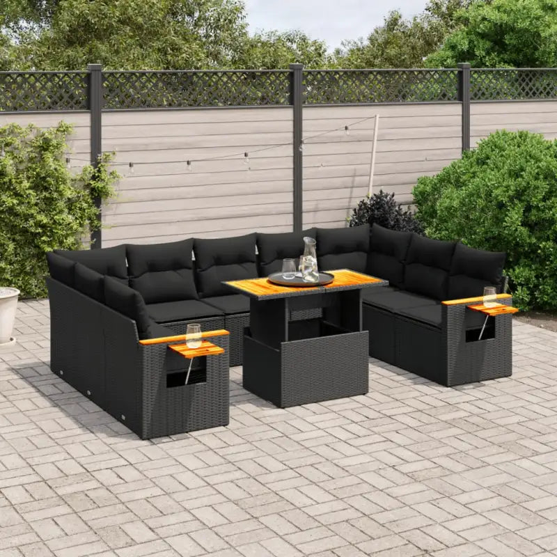 Zwart materiaal loungeset met gepoedercoat staal en comfortabele afmetingen - Tuinsets