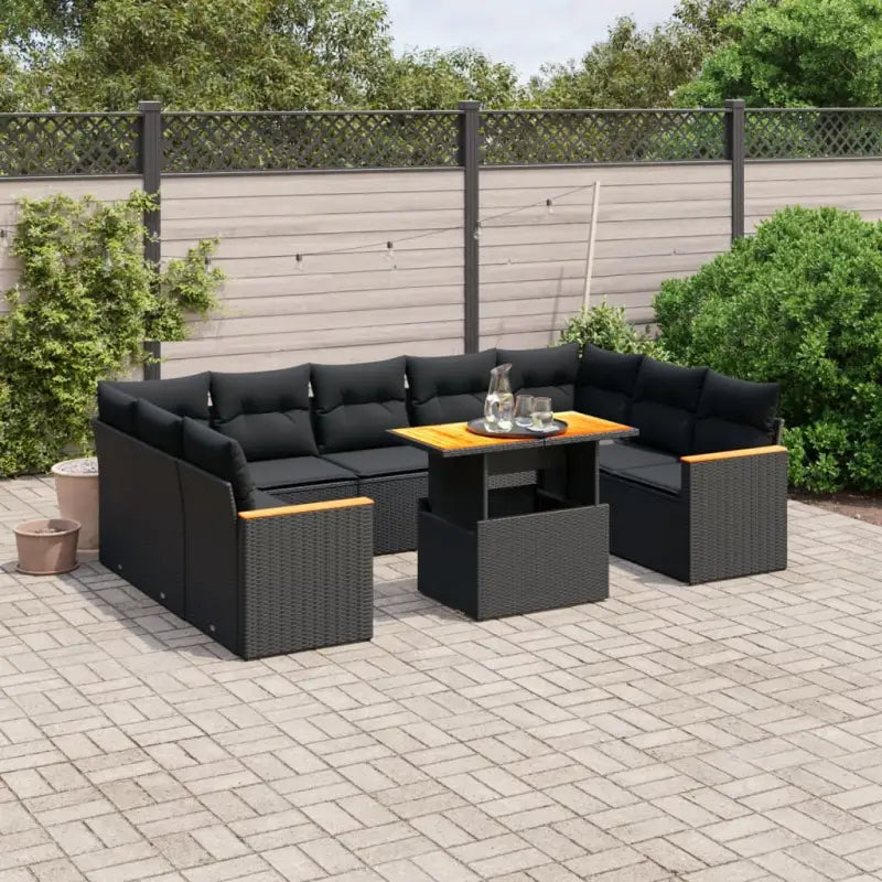 Zwart materiaal loungeset met gepoedercoat staal en comfortabele afmetingen - Zwart - Tuinsets