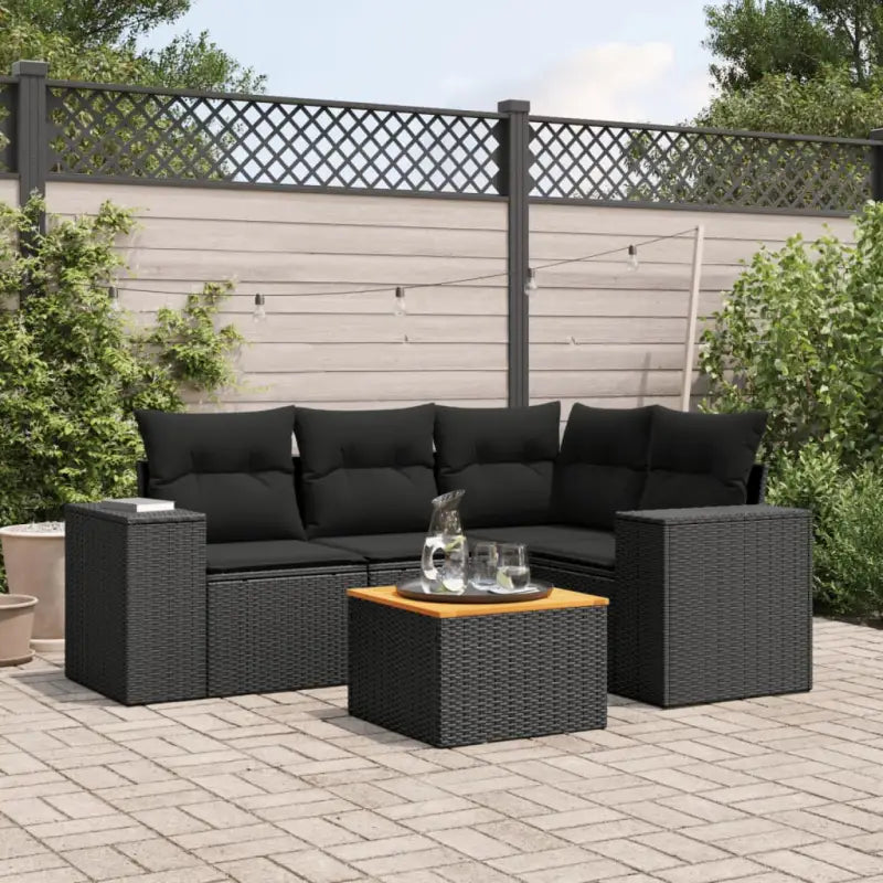 Zwart materiaal loungeset met gepoedercoat staal en perfecte afmetingen - Tuinsets