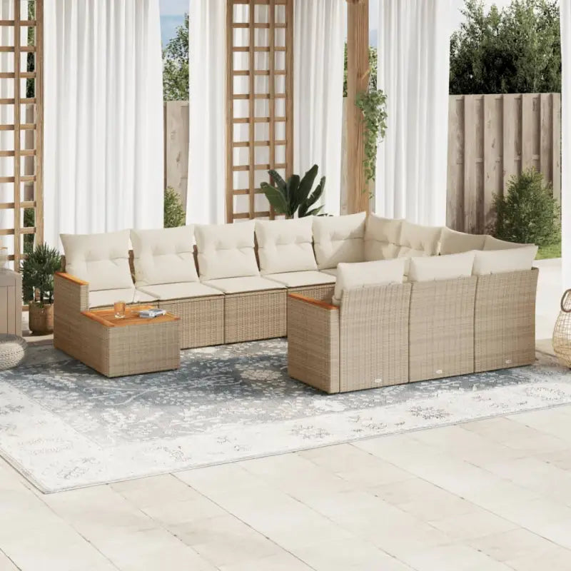 Zwart materiaal loungeset met gepoedercoat staal en waterdichte tas - beige en crèmekleurig - Tuinsets