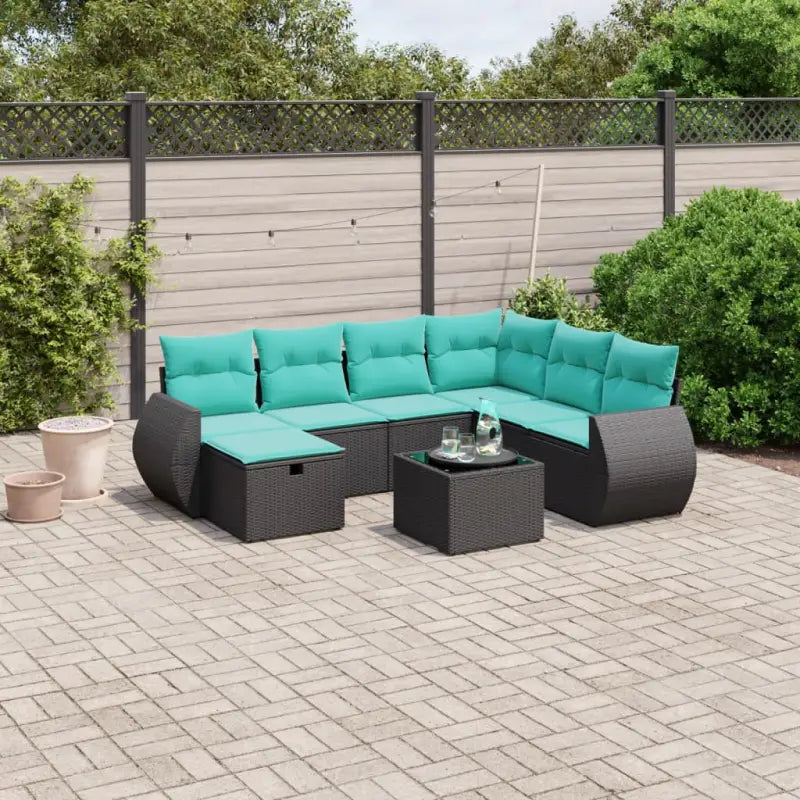 Zwart materiaal loungeset met gepoedercoat staal voor buitenplezier - Zwart en blauw / Met tafel - Tuinsets